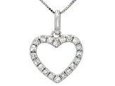 Round White Lab-Grown Diamond G-H SI2 10K White Gold Heart Pendant With Chain 0.15ctw