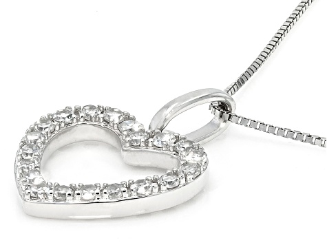 Round White Lab-Grown Diamond G-H SI2 10K White Gold Heart Pendant With Chain 0.15ctw