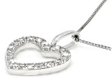 Round White Lab-Grown Diamond G-H SI2 10K White Gold Heart Pendant With Chain 0.15ctw