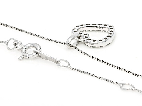 Round White Lab-Grown Diamond G-H SI2 10K White Gold Heart Pendant With Chain 0.15ctw