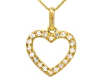 Round White Lab-Grown Diamond G-H SI2 10K Yellow Gold Heart Pendant With Chain 0.15ctw