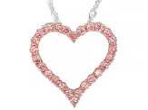 Pink Lab-Grown Diamond SI Rhodium Over Sterling Silver Heart Slide Pendant With Chain 0.55ctw