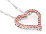 Pink Lab-Grown Diamond SI Rhodium Over Sterling Silver Heart Slide Pendant With Chain 0.55ctw