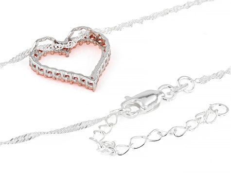 Pink Lab-Grown Diamond SI Rhodium Over Sterling Silver Heart Slide Pendant With Chain 0.55ctw