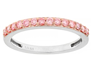 Round Pink Lab-grown Diamond SI Rhodium Over Sterling Silver Ring 0.30ctw