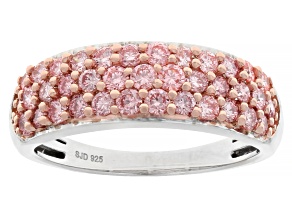 Round Pink Lab-grown Diamond SI Rhodium Over Sterling Silver Ring 1.00ctw