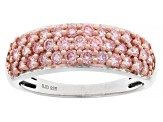 Round Pink Lab-grown Diamond SI Rhodium Over Sterling Silver Ring 1.00ctw