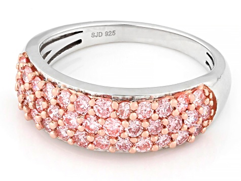 Round Pink Lab-grown Diamond SI Rhodium Over Sterling Silver Ring 1.00ctw