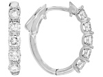 White Lab-Grown Diamond H SI1 Rhodium Over Sterling Silver Huggie Hoop Earrings 1.00ctw