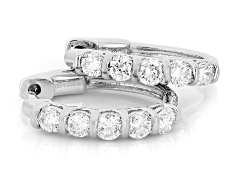 White Lab-Grown Diamond H SI1 Rhodium Over Sterling Silver Huggie Hoop Earrings 1.00ctw