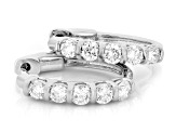 White Lab-Grown Diamond H SI1 Rhodium Over Sterling Silver Huggie Hoop Earrings 1.00ctw