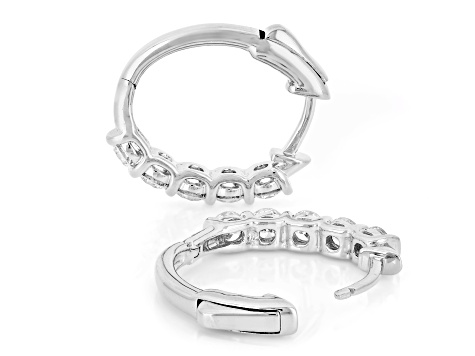 White Lab-Grown Diamond H SI1 Rhodium Over Sterling Silver Huggie Hoop Earrings 1.00ctw
