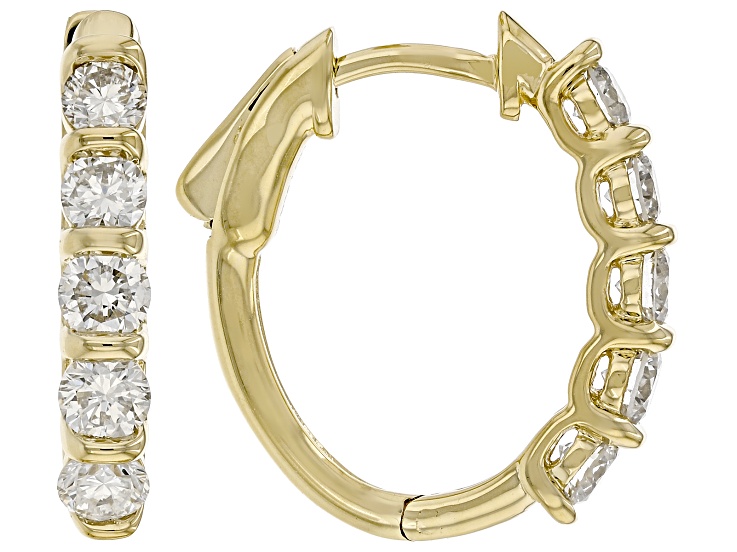 White Lab-Grown Diamond H SI1 14K Yellow Gold Over Sterling Silver Huggie Hoop Earrings 1.00ctw