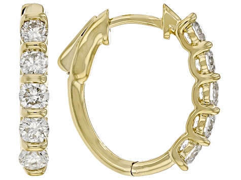 White Lab-Grown Diamond H SI1 14K Yellow Gold Over Sterling Silver Huggie Hoop Earrings 1.00ctw