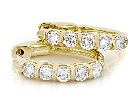 White Lab-Grown Diamond H SI1 14K Yellow Gold Over Sterling Silver Huggie Hoop Earrings 1.00ctw