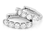 White Lab-Grown Diamond H SI1 Rhodium Over Sterling Silver Huggie Hoop Earrings 2.00ctw
