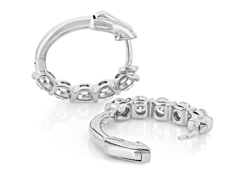 White Lab-Grown Diamond H SI1 Rhodium Over Sterling Silver Huggie Hoop Earrings 2.00ctw