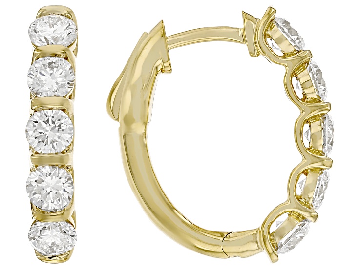 White Lab-Grown Diamond H SI1 14K Yellow Gold Over Sterling Silver Huggie Hoop Earrings 2.00ctw