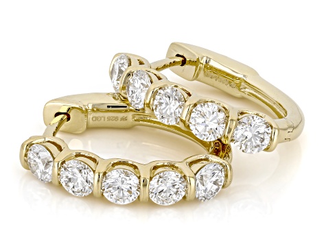 White Lab-Grown Diamond H SI1 14K Yellow Gold Over Sterling Silver Huggie Hoop Earrings 2.00ctw