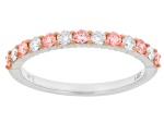 Round Pink and White Lab-grown Diamond H SI Rhodium Over Sterling Silver Ring 0.50ctw