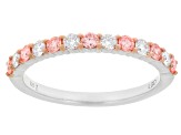 Round Pink and White Lab-grown Diamond H SI Rhodium Over Sterling Silver Ring 0.50ctw