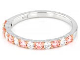 Round Pink and White Lab-grown Diamond H SI Rhodium Over Sterling Silver Ring 0.50ctw