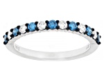 Round Blue and White Lab-grown Diamond H SI Rhodium Over Sterling Silver Ring 0.50ctw