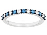 Round Blue and White Lab-grown Diamond H SI Rhodium Over Sterling Silver Ring 0.50ctw