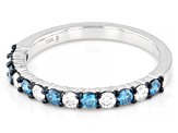 Round Blue and White Lab-grown Diamond H SI Rhodium Over Sterling Silver Ring 0.50ctw