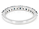 Round Blue and White Lab-grown Diamond H SI Rhodium Over Sterling Silver Ring 0.50ctw