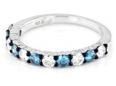 Round Blue and White Lab-grown Diamond H SI Rhodium Over Sterling Silver Ring 1.00ctw