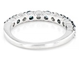 Round Blue and White Lab-grown Diamond H SI Rhodium Over Sterling Silver Ring 1.00ctw