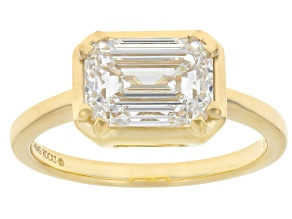 Certified Emerald Cut White Lab-Grown Diamond H SI 14K Yellow Gold Solitaire Ring 3.00ct