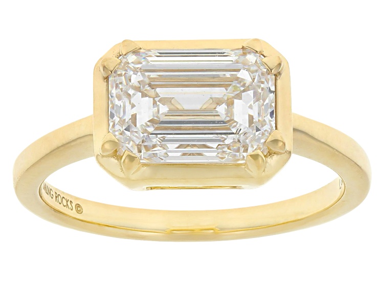 Certified Emerald Cut White Lab-Grown Diamond H SI 14K Yellow Gold Solitaire Ring 3.00ct