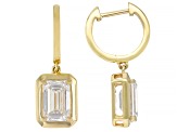 Certified Emerald Cut White Lab-Grown Diamond H SI 14K Yellow Gold Solitaire Earrings 3.00ctw