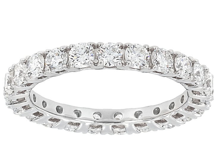 Round White Lab-Grown Diamond H SI1 10K White Gold Eternity Band Ring 2.00ctw