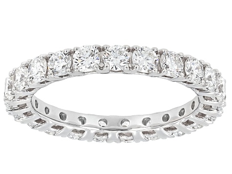 Round White Lab-Grown Diamond H SI1 10K White Gold Eternity Band Ring 2.00ctw