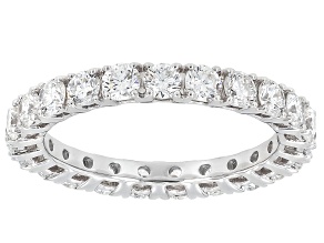 Round White Lab-Grown Diamond H SI1 10K White Gold Eternity Band Ring 2.00ctw