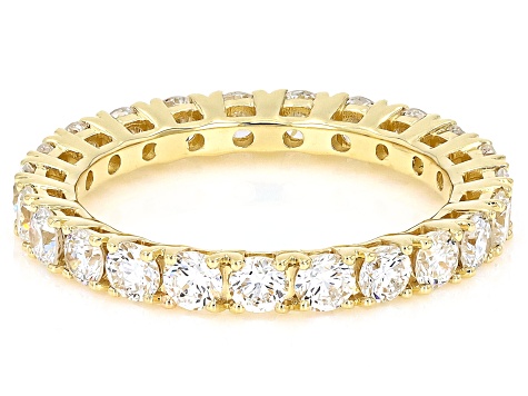 Round White Lab-Grown Diamond H SI1 10K Yellow Gold Eternity Band Ring 2.00ctw