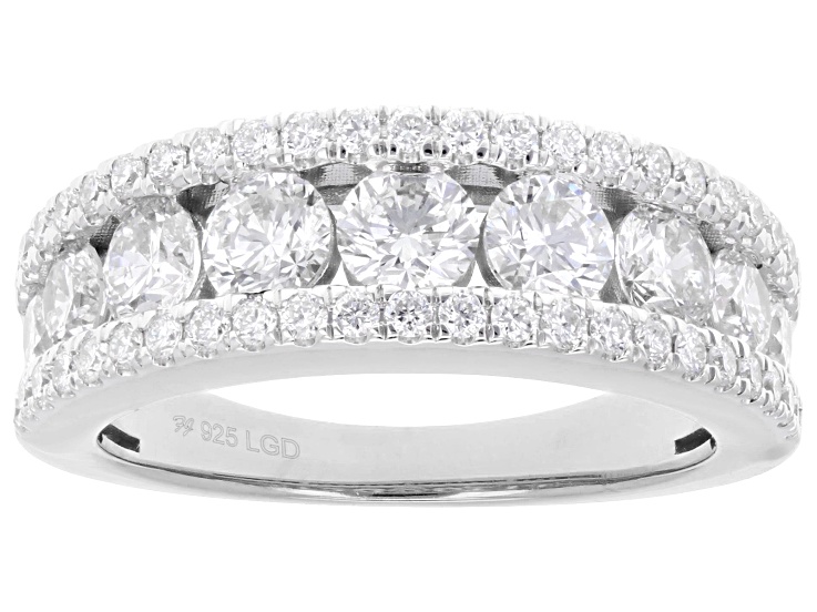 Round White Lab-Grown Diamond H SI1 Rhodium Over Sterling Silver Ring 2.00ctw