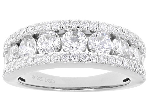 Round White Lab-Grown Diamond H SI1 Rhodium Over Sterling Silver Ring 2.00ctw