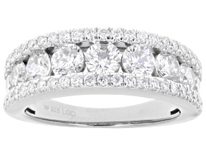 Round White Lab-Grown Diamond H SI1 Rhodium Over Sterling Silver Ring 2.00ctw