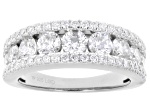 Round White Lab-Grown Diamond H SI1 Rhodium Over Sterling Silver Ring 2.00ctw