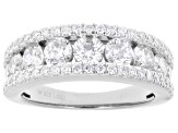Round White Lab-Grown Diamond H SI1 Rhodium Over Sterling Silver Ring 2.00ctw