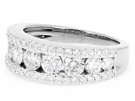 Round White Lab-Grown Diamond H SI1 Rhodium Over Sterling Silver Ring 2.00ctw