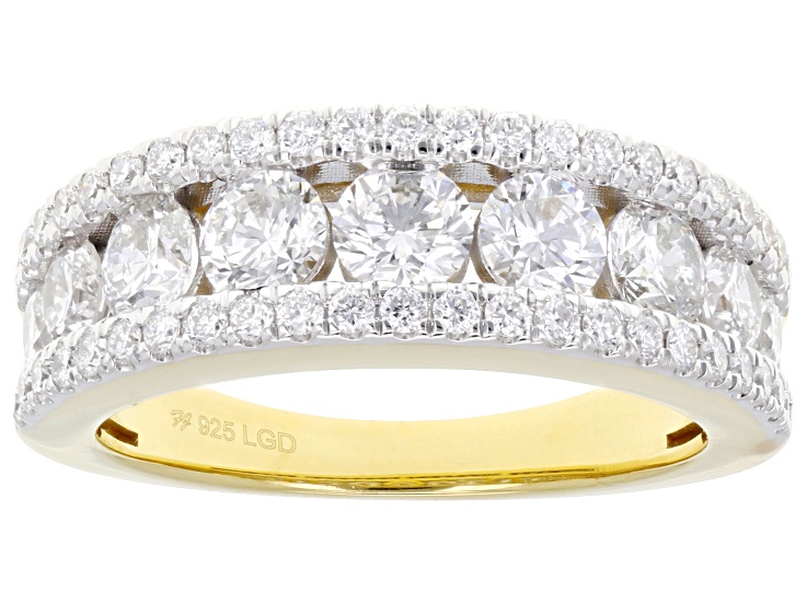 Round White Lab-Grown Diamond H SI1 14K Yellow Gold Over Sterling Silver Ring 2.00ctw