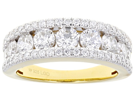 Round White Lab-Grown Diamond H SI1 14K Yellow Gold Over Sterling Silver Ring 2.00ctw
