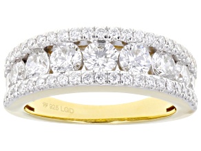 Round White Lab-Grown Diamond H SI1 14K Yellow Gold Over Sterling Silver Ring 2.00ctw