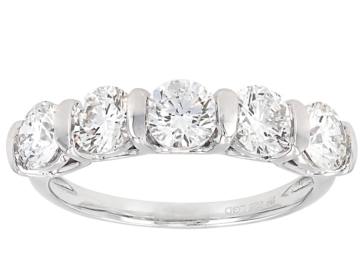 Round White Lab-Grown Diamond H SI1 Rhodium Over Sterling Silver Ring 2.00ctw