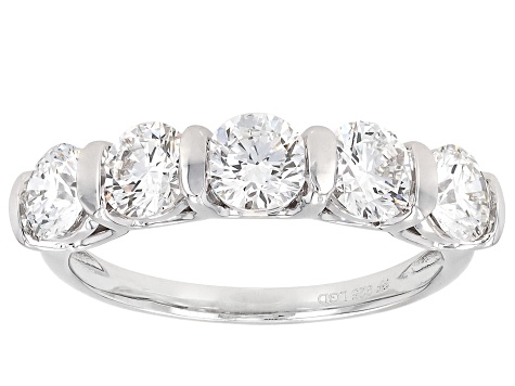 Round White Lab-Grown Diamond H SI1 Rhodium Over Sterling Silver Ring 2.00ctw